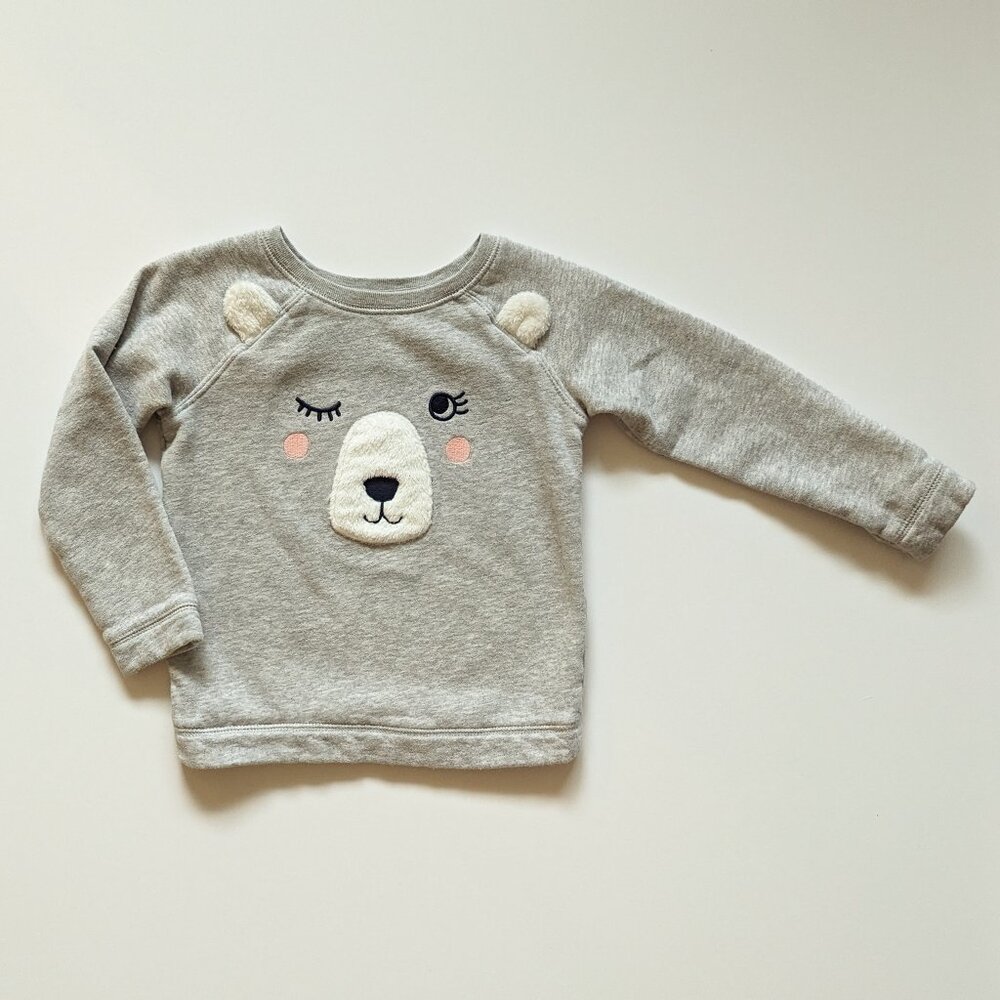 Carter's Grey Winking Bear Sweatshirt 5T EUC